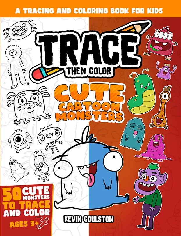 Trace Then Color: Cute Cartoon Monsters book cover