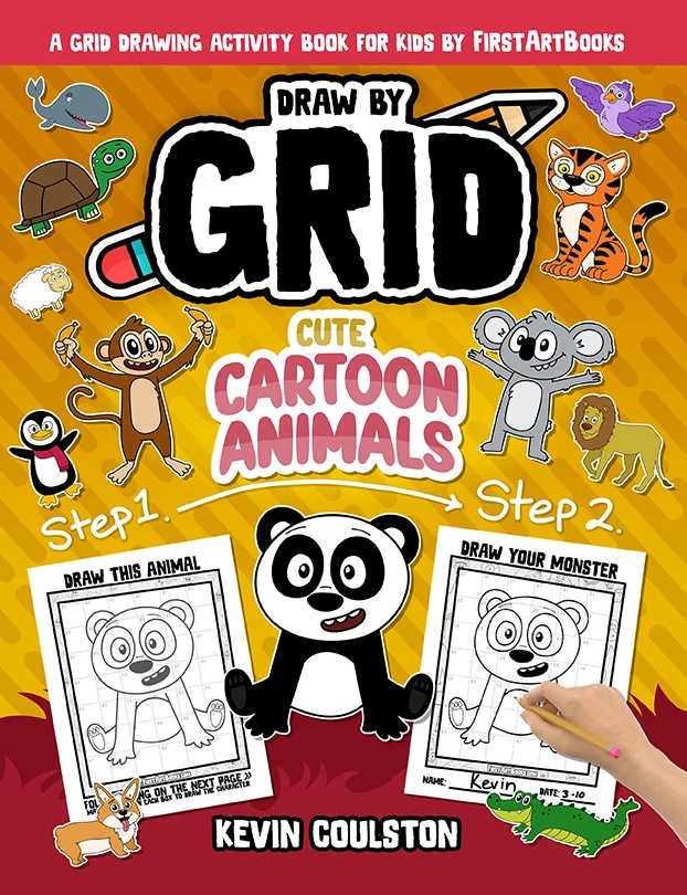 Draw by Grid: Cute Cartoon Animals book cover