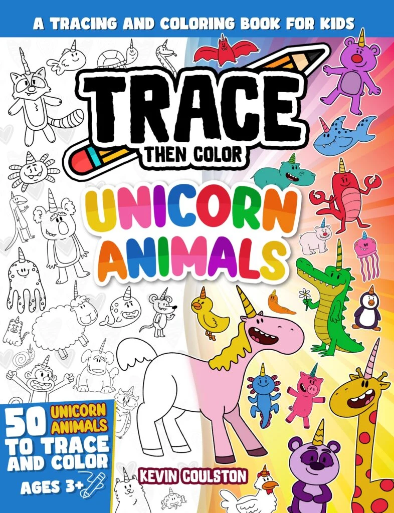Trace Then Color: Unicorn Animals book cover