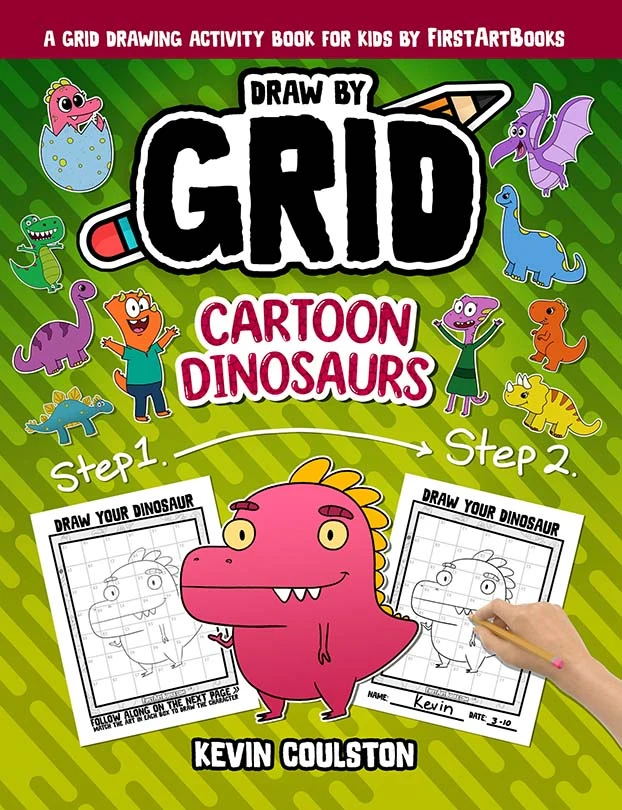 Draw by Grid: Cartoon Dinosaurs book cover