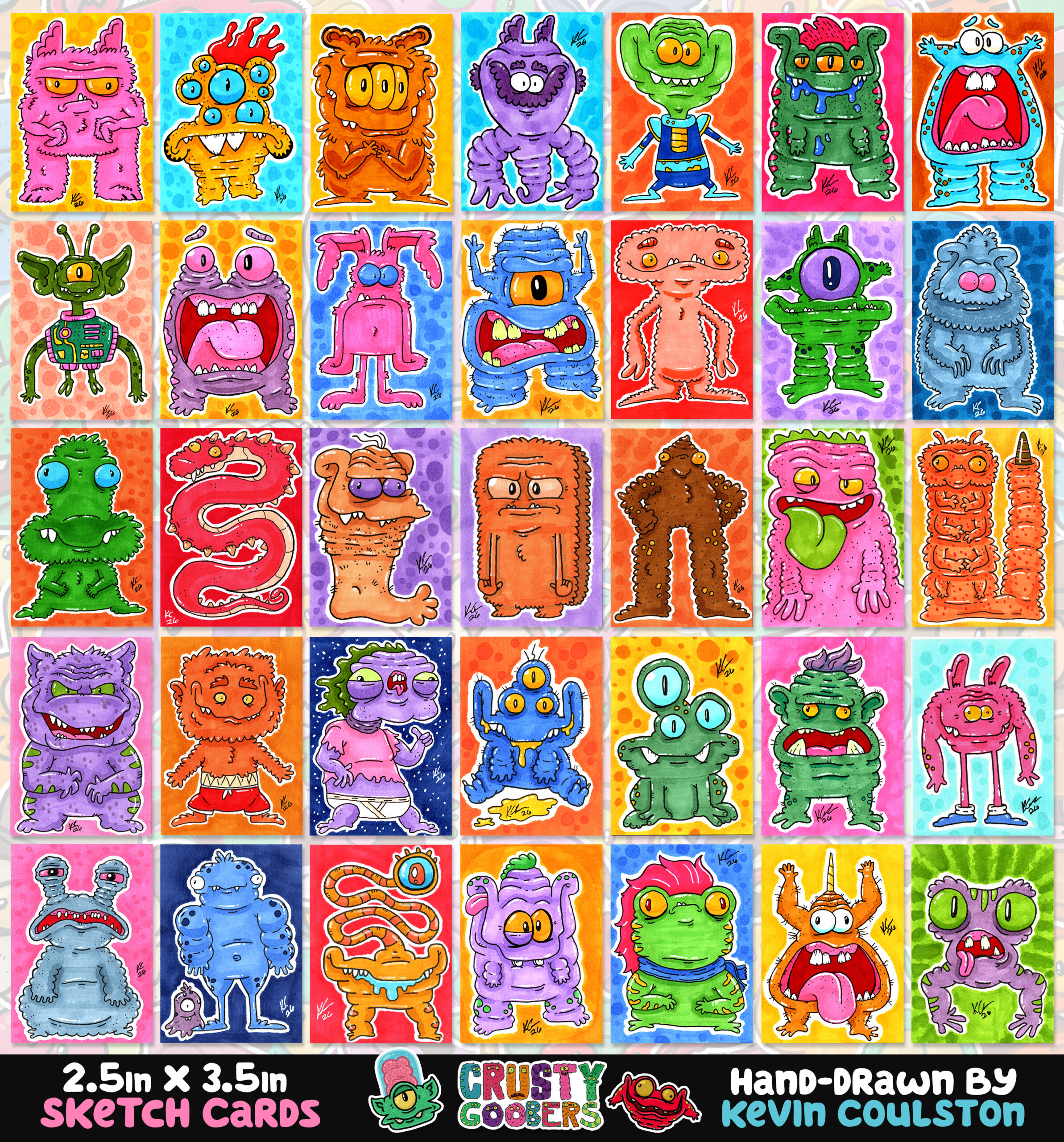 Crusty Goobers Artist Sketch Cards by Kevin Coulston
